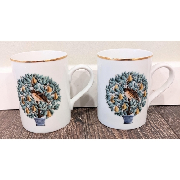 Set of Two Partridge in a Pear Tree Christmas Mugs by Avon - Picture 1 of 7